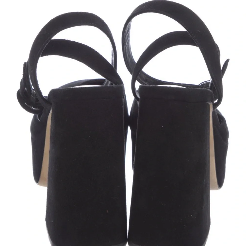 Larroude Black Platform Sandals with Retro Block Heel NWOT